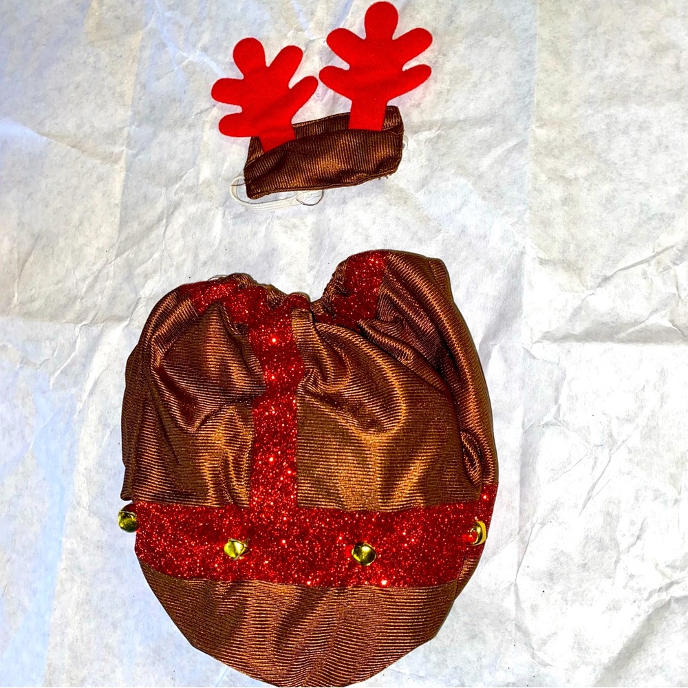 XS / Small Reindeer Outfit + Antlers Costume with Bells